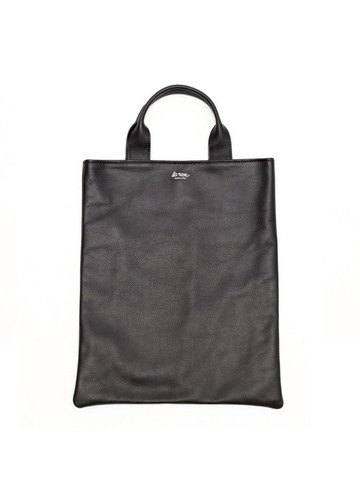La Rose Leather Shopping Bag Black
