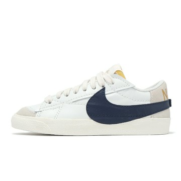 Nike 休閒鞋 Wmns Blazer Low 77 Jumbo 女鞋 白 深藍 大勾勾 FZ6773-100