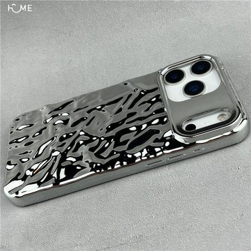 新品手機殼.立體褶皺亮銀適用iPhone16手機殼蘋果17promax保護套17輕薄15