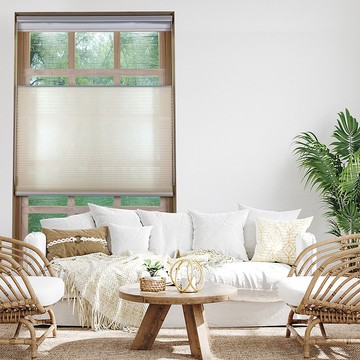 淺米上下開合雙循環珠鍊透光蜂巢簾 (Alabaster)