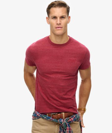 Superdry Men's Men's Organic Cotton Essential Logo T-shirt Red / Berry Red Marl - Size: L