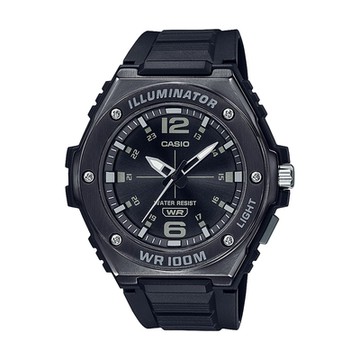 CASIO 工業風格金屬與樹脂創意結合休閒指針錶(MWA-100HB-1A)黑面/49.6mm / 考試錶