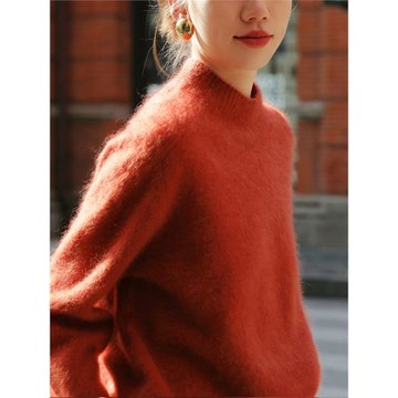 麻哥家驚艷篙端系列皇室拉毛羊絨針織毛衣女秋冬高級感保暖打底衫