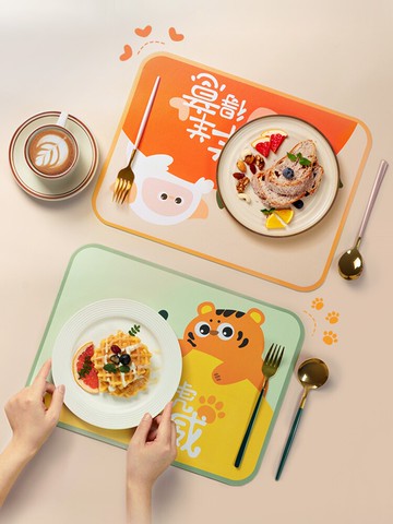 皮革餐墊ins風餐桌墊隔熱防燙防水防油牛排杯碗墊 創意卡通西餐墊