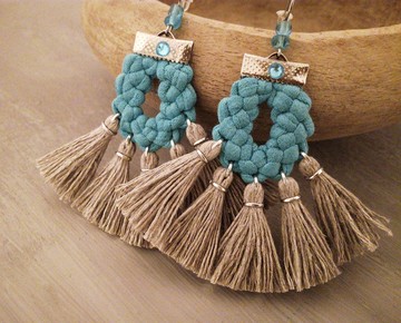 綠松石耳環麻流蘇