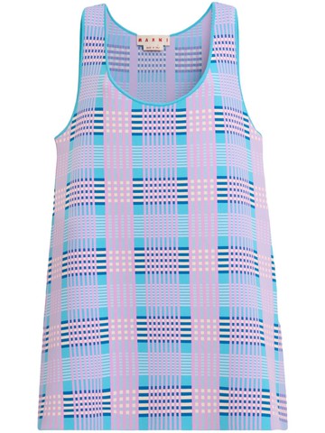 Marni - check-print shift dress - women - Polyamide/Polyester/Viscose/Elastane - 38 - Blue