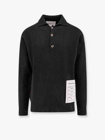 Wool and cashmere sweater with logoed label - AMARANTO - gender_Man