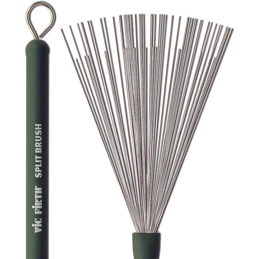 VIC FIRTH (ビックファース) VIC-SB Split Brush Retractable Wire Brush 押し出し式 ラバーグリップ ブラシ