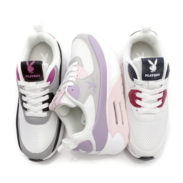 PLAYBOY Lively 魔法Q彈雙氣墊鞋-白藍紅/紫粉/黑桃(PY1655)