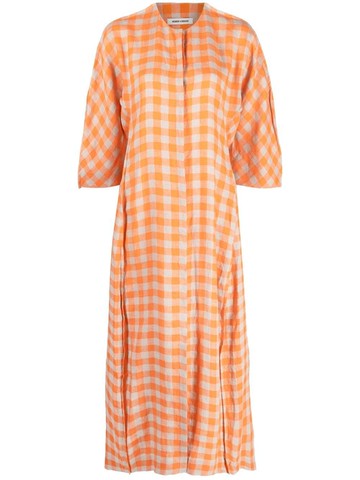 Henrik Vibskov - check-print tie-back maxi dress - women - Fabric - XS - Orange