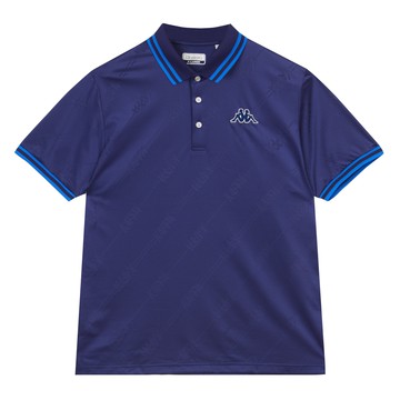 KAPPA義大利 時尚中性短袖POLO 淺丈青底丈青字花版 351W59W867