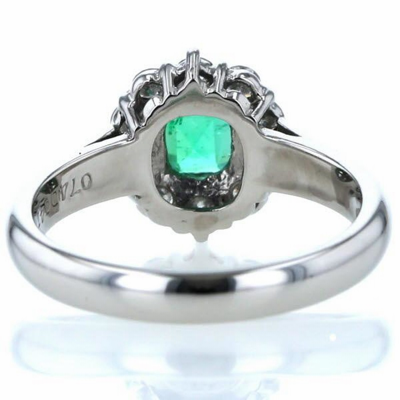 値下げ Pt850 プラチナ リング エメラルド0.74ct ダイヤモンド