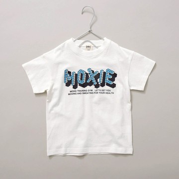 日本 BRANSHES - 100%棉 酷帥印花短袖上衣-方塊字母-白