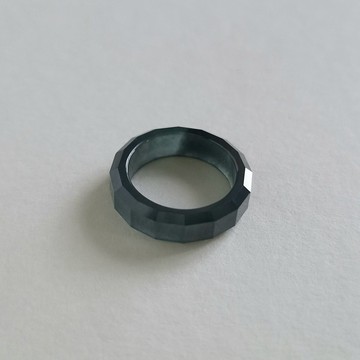 16.5mm | 天然危地馬拉冰種烏雞翡翠多切面戒指玉戒圈 | 女戒男戒