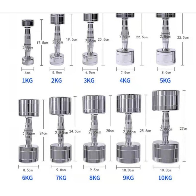 クロームダンベル1kg〜10kgセット（110kg） | LINEショッピング