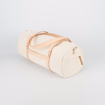 【帆布遇上皮革】大容量休閒健身圓筒包短途旅行手提斜跨包男女用