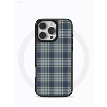 藍色格紋適用蘋果17Promax手機殼iPhone16/15滴膠13/14黑框11高級