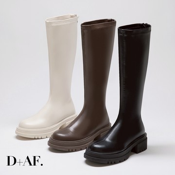 D+AF 靴子 長靴 [韓團指標百搭素面厚底瘦瘦長靴] 3色 35-43號
