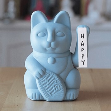 幸運繽紛自動招手招財貓-高15cm（15色） 紫紅色