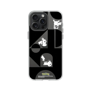 iPhone 15 Pro Max Clear 透明 - 寶可夢 Pokemon - 皮卡丘與積木-黑白版