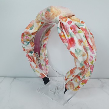 可愛皺褶髮箍 - 橘色玫瑰