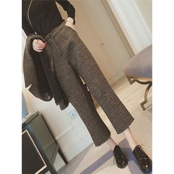 【單馬夾褲子】春秋馬甲女外搭時尚中長款大碼氣質毛呢格子外套潮