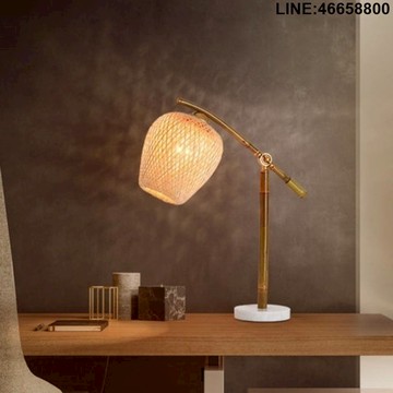 檯燈 閱讀燈 夜燈 氛圍燈 臥室燈 日式復古手工竹筒創意燈具竹編藝術民宿書房桌面臥室床頭臺燈