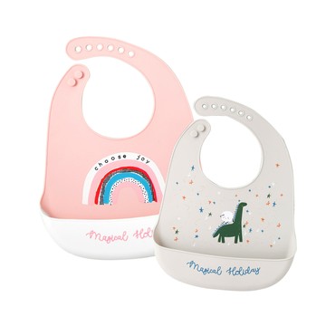 【3入】muslintree嬰兒圍兜寶寶吃飯矽膠圍嘴兒童防水飯兜