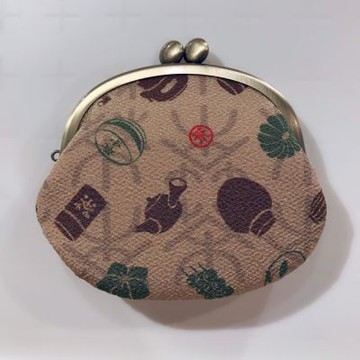 【和夢兔】京都宇治中型口金包-茶器(米)