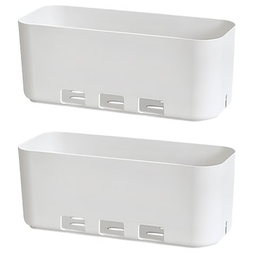 E.dot 櫥櫃壁掛抽拉式瀝水置物盒/收納盒 白色 28x11x11cm PP材質  2個