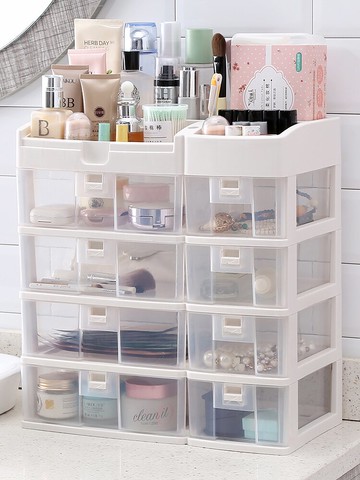 化妝品收納盒桌面家用防塵大容量面膜護膚品口紅梳妝臺整理置物架