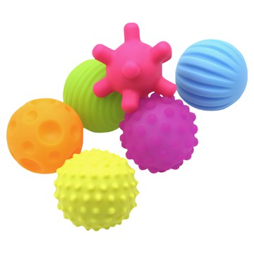 OhBabyLaugh 觸覺早教手抓球 感覺統合 Set 6顆 2. 艷色圓形  會逼逼叫  艷色圓形會逼逼叫  1組