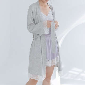 莫代爾法式蕾絲罩衫-灰色