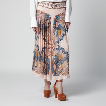 Pink Sea Garden pleated skirt