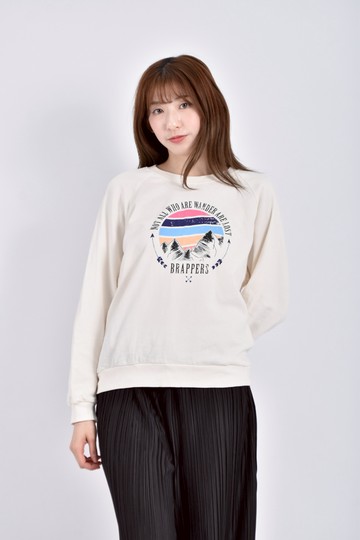 (L) brapper質感印花白色長袖上衣