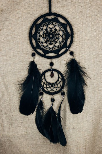 純手工捕夢網 Handmade Dreamcatcher－【太陽和月亮(黑)】