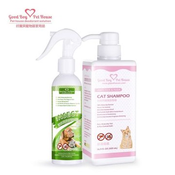 【GBPH好寶貝】蟲蟲退散防護組-喵喵專用 蟲蟲退散防護噴霧230ml+蟲蟲不愛洗毛精500ml