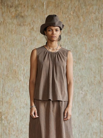 復古文青 絲棉植物染背心 休閒上衣