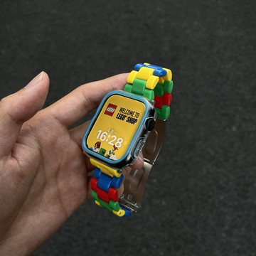 新品 樂高積木小方塊PC錶帶 適用 Apple Watch 10代 9 8 7 6 SE 42mm 46mm 蘋果手錶帶
