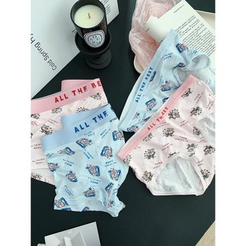 印花情侶內褲莫代爾棉無痕男平角褲女三角褲創意可愛情侶短褲套裝