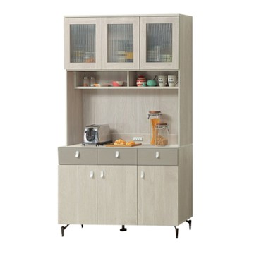 文創集 蒂斯4尺六門三抽高餐櫃組合-120x40x201cm免組