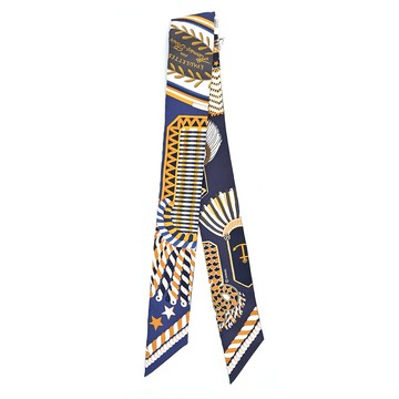 Hermes 愛馬仕 Epaulettes de Gala Twilly絲巾(海軍藍/金/白)