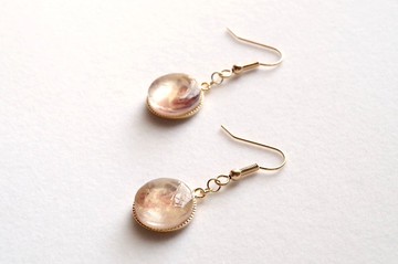 樹脂藝術 圓形耳環・微醺