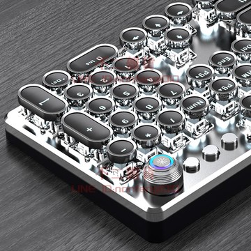 蒸汽朋克機械鍵盤青軸黑軸電競吃雞游戲復古有線筆記本電腦臺式辦公鍵盤【不二雜貨】