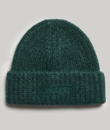 Superdry Women's Essential Ribbed Beanie Green Size: 1SIZE