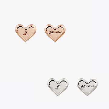 agnes b. bijoux 女款 Valentine Amour 系列不鏽鋼心形耳環(多色)