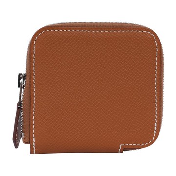 HERMES Silk'in Epsom皮 絲巾內裡零錢包(金棕色)