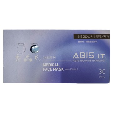 ABIS 大童平面醫用口罩 輕薄款 14.5 x 9.5cm  天空藍  30片  1盒