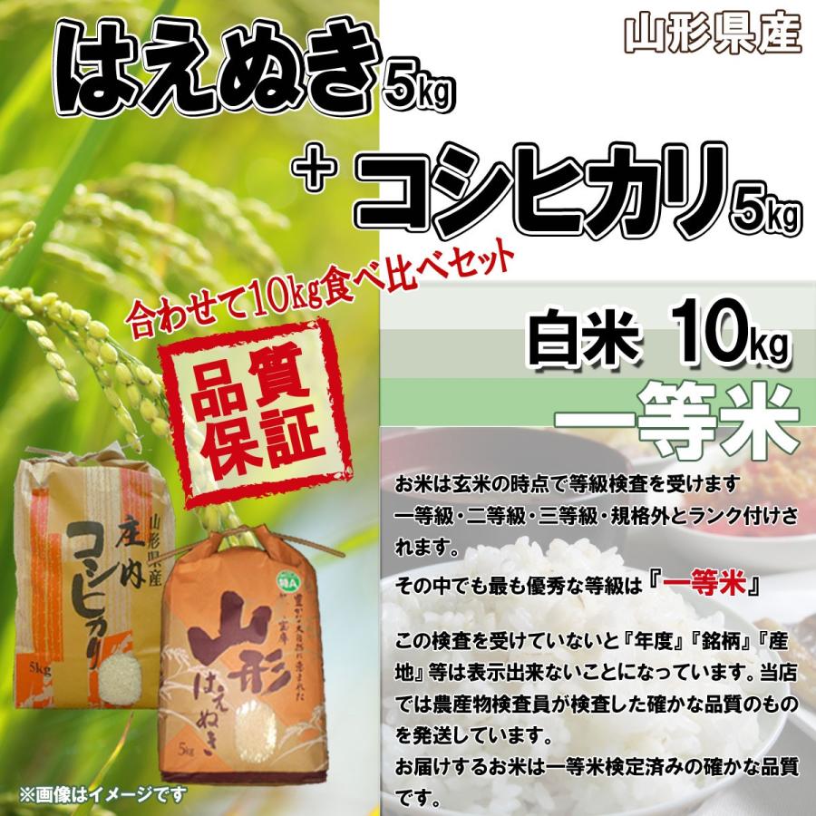 令和5年産 新米 送料無料 山形県産 はえぬき 5kg こしひかり 5kg 計10kg 食べ比べセット コシヒカリ 白米 10キロ 十キロ