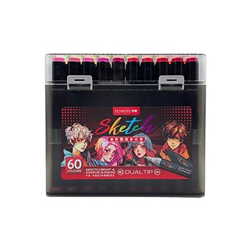 筆樂PENROTE Sketch油性雙頭麥克筆/PE1465/60色/盒